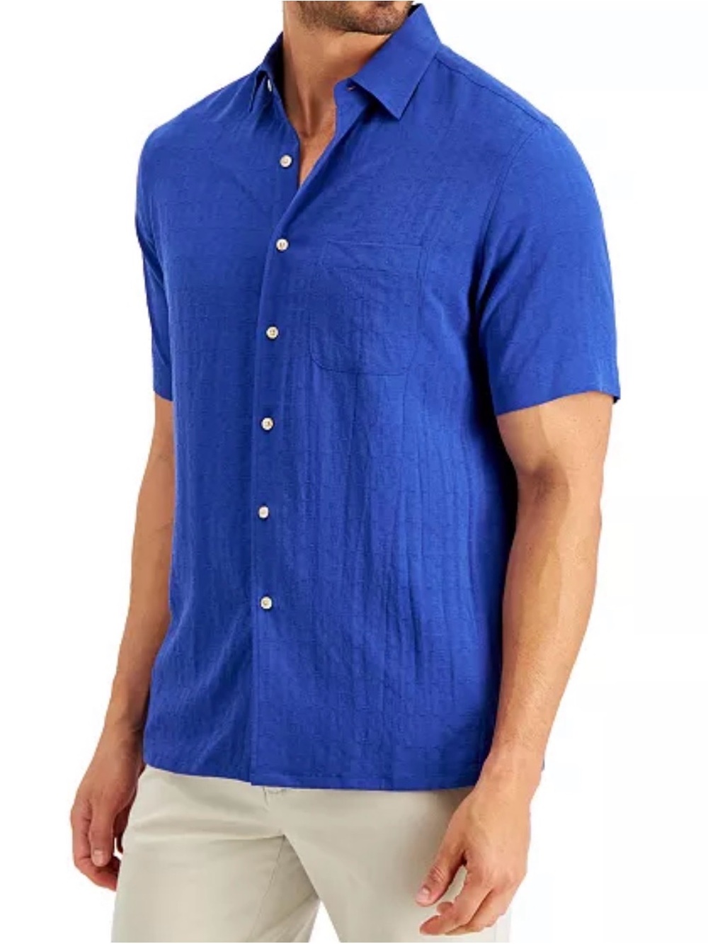 Club Room Luxury Silk Blend Men's Short Sleeve Button-Down Shirt